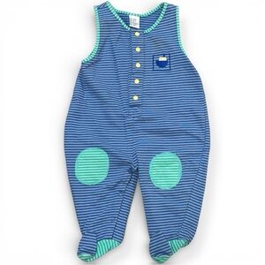 Vintage cotton striped boat embroidered Baby Boy Romper 9m